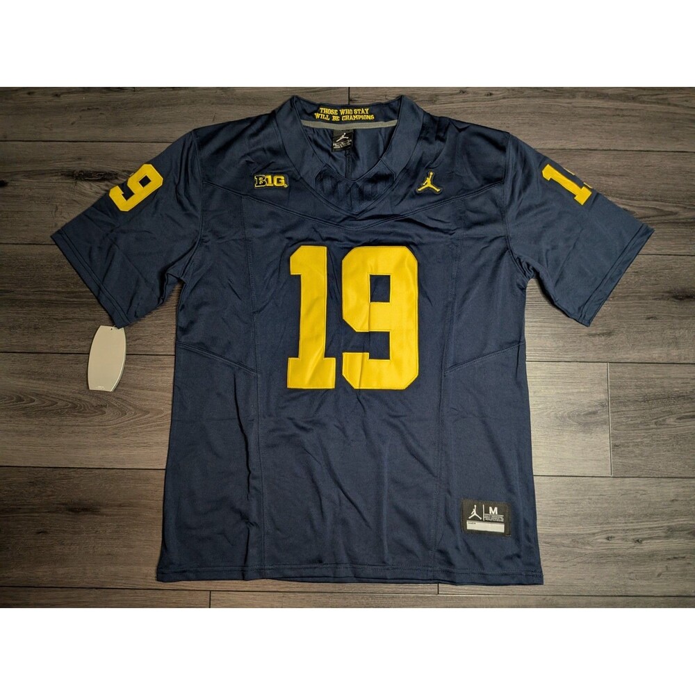 Bryce Underwood #19 Michigan Wolverines Blue Stitched Jersey Men's Medium
